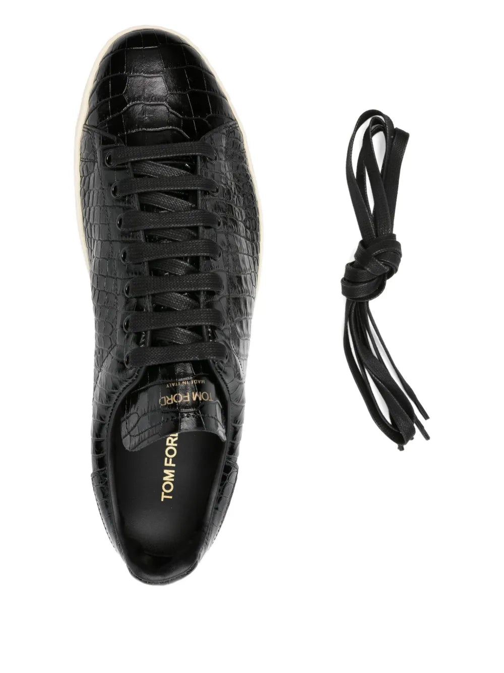 Tom Ford Crocodile-Embossed Leather Sneakers