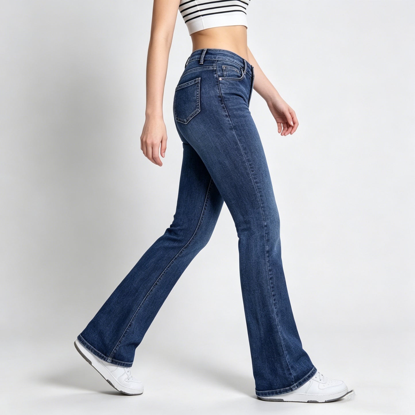 Women's Blue Slightly Wide Leg Stretch Jeans