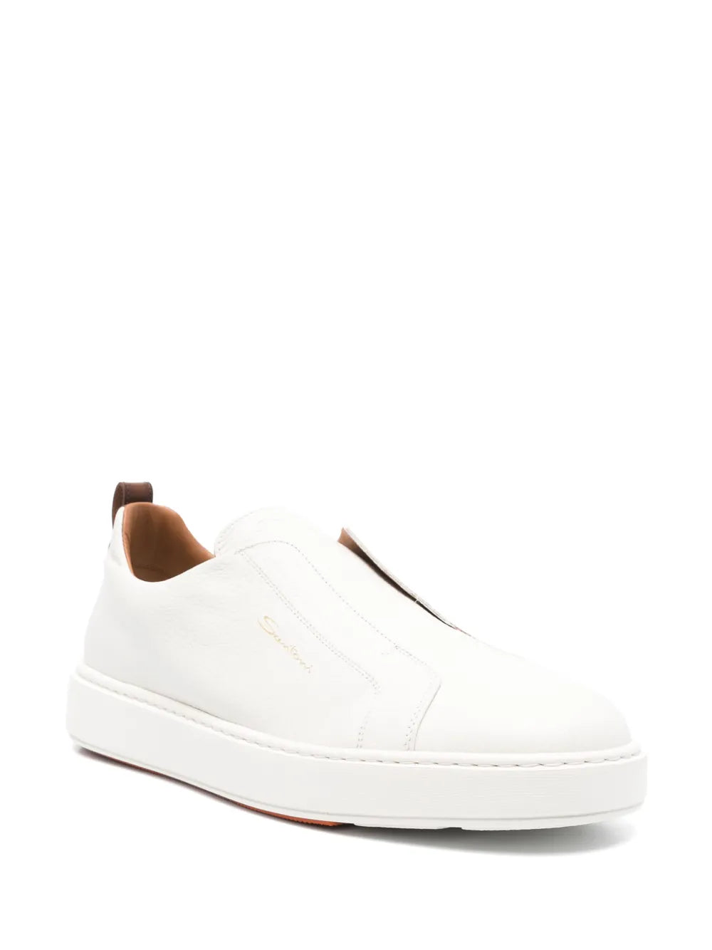 Santoni Logo-Print Leather Sneakers