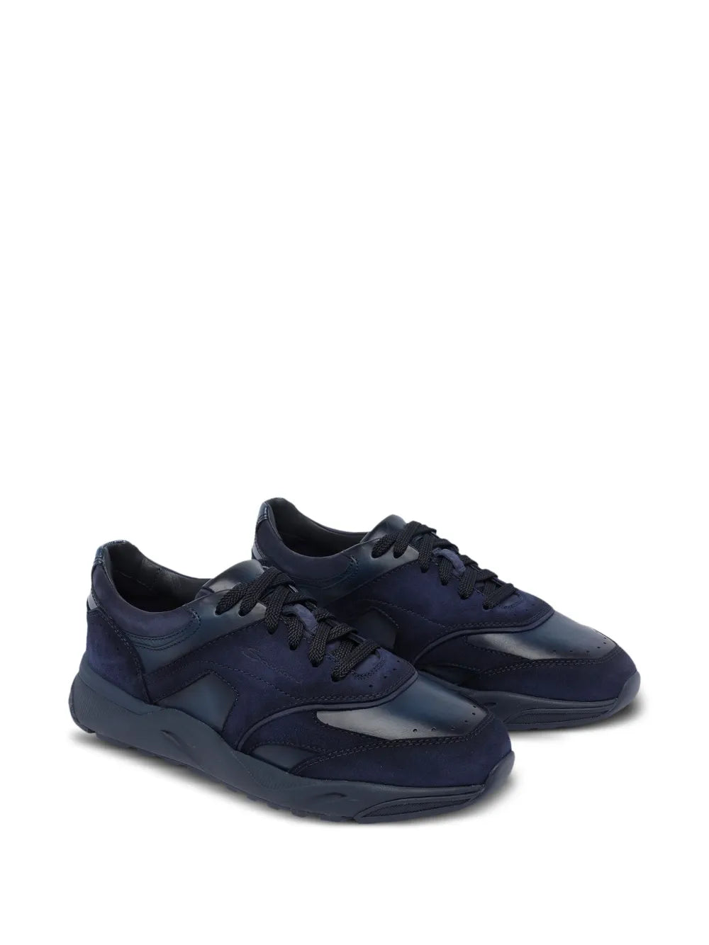 Santoni Suede Paneled Sneakers