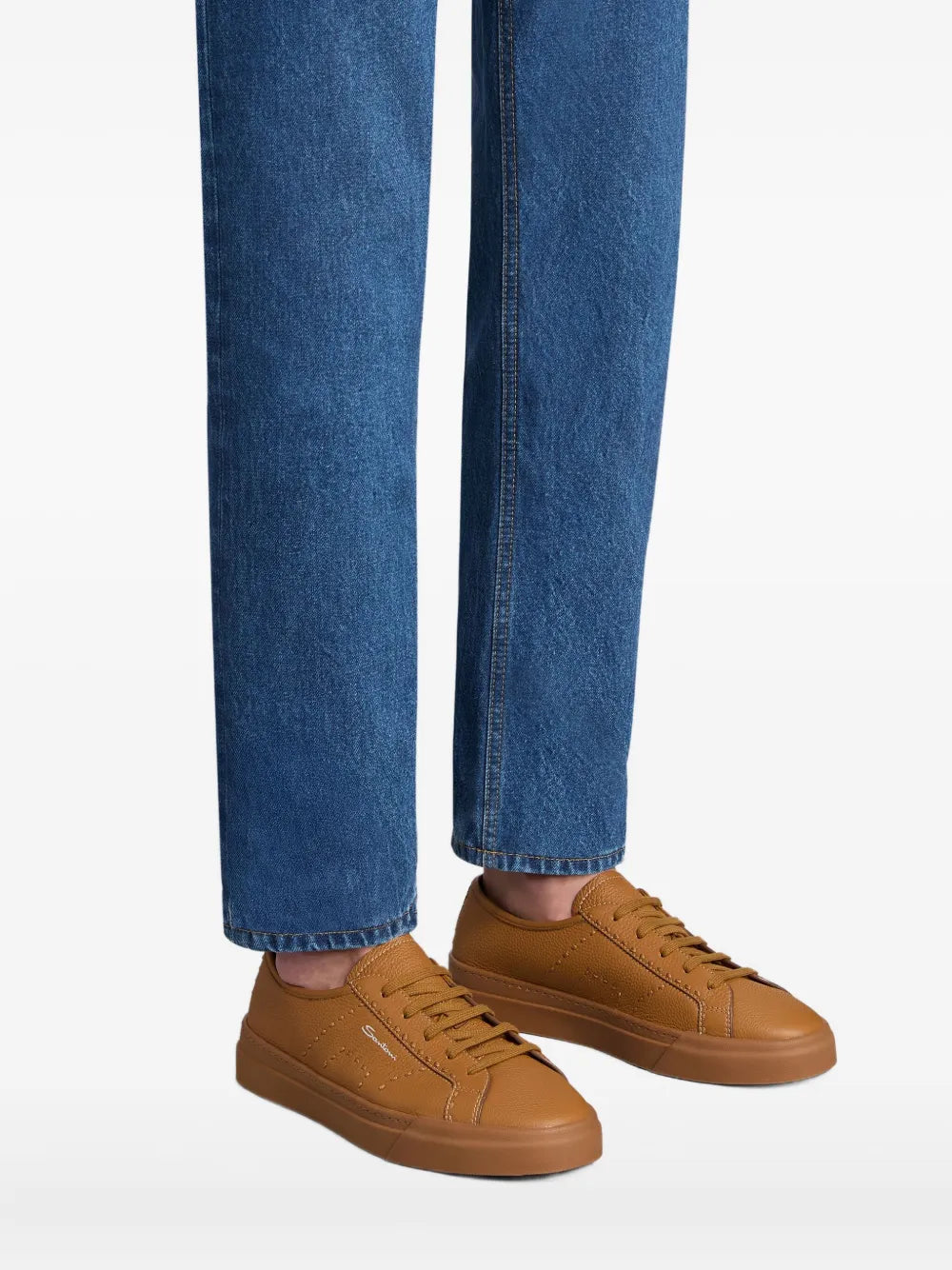 Santoni Tumbled Leather Sneakers