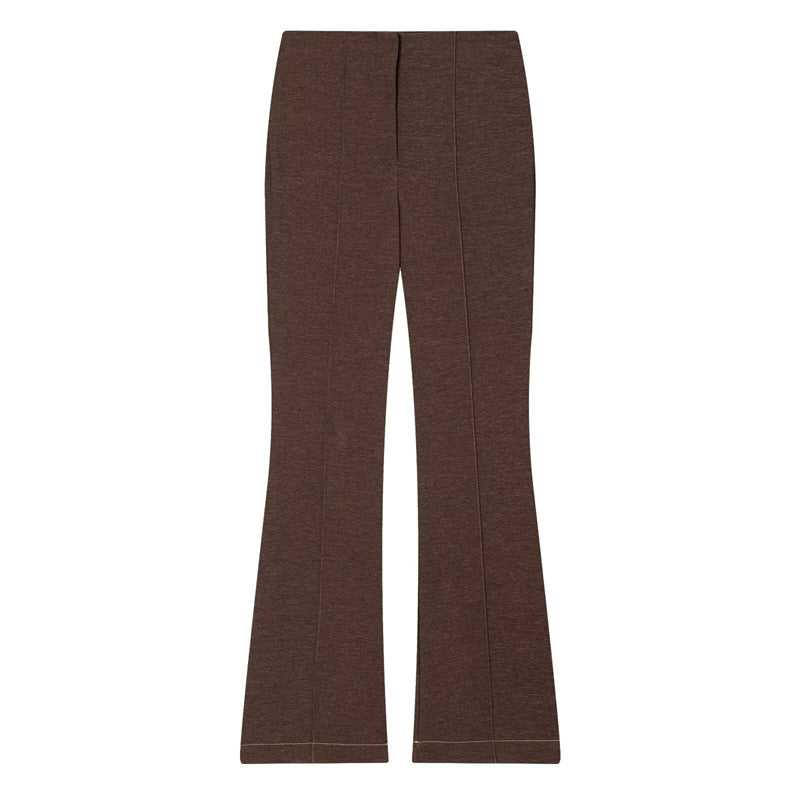 New Womens Clothing Lapel-collar Casual Short Jacket And Flared Pants