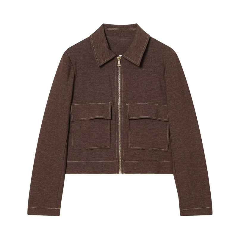 New Womens Clothing Lapel-collar Casual Short Jacket And Flared Pants