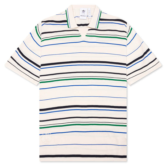 Adidas x Wales Bonner Knit Polo - Wonder White/Green/Blue Bird