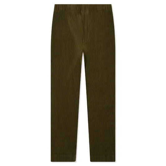 Color Pleats Pants - Olive Khaki