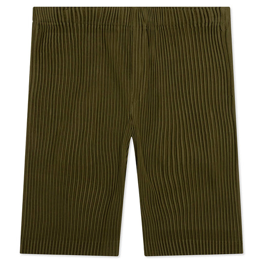 Color Pleats Shorts - Olive Khaki