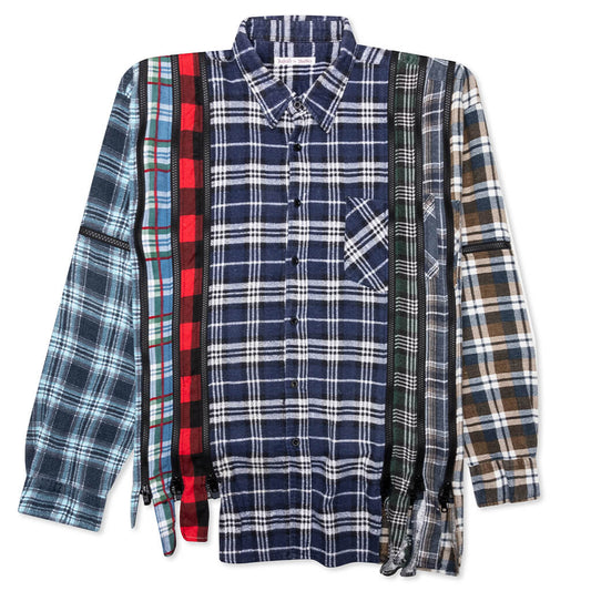 Flannel Shirt 7 Cuts Zipped Wide Shirt - Assorted