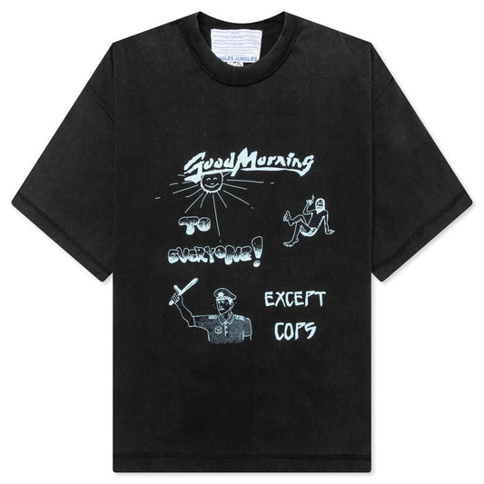 Good Morning Cops Vintage Wash Tee - Washed Black
