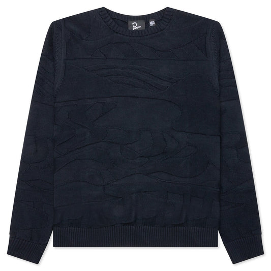 Landscaped Knitted Pullover - Navy Blue