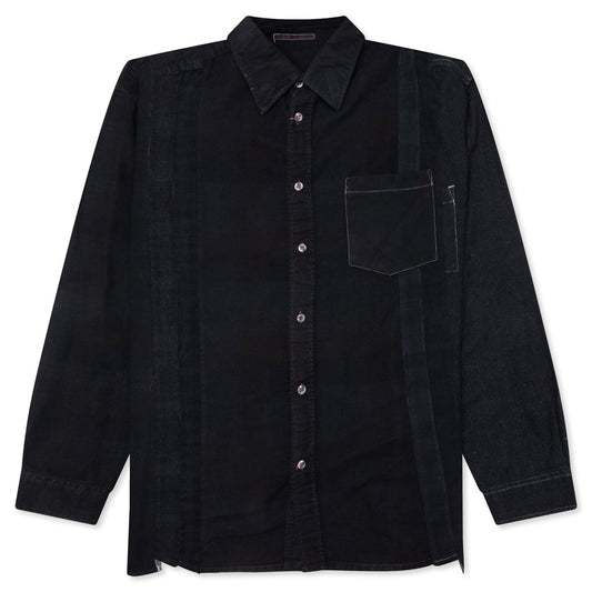 Over Dye 7 Cuts Wide Shirt - Black