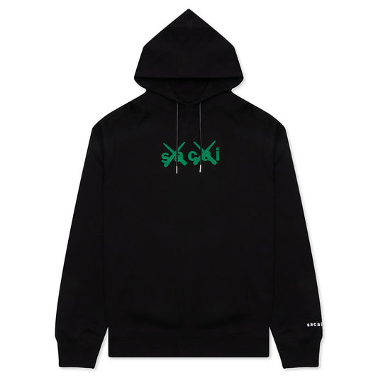Sacai x Kaws Flock Print Hoodie - Black/Green