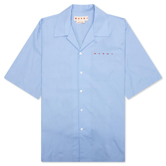 Boxy Fit Logo Bowling Shirt - Iris Blue