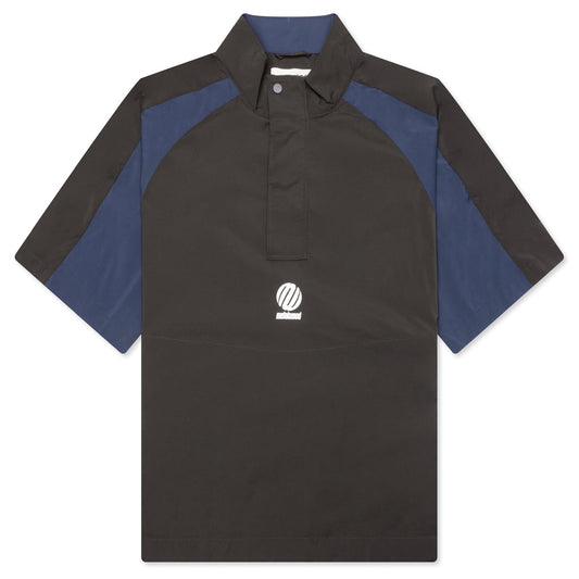 Short Sleeve Paneled Wind Shirt - Black/Navy