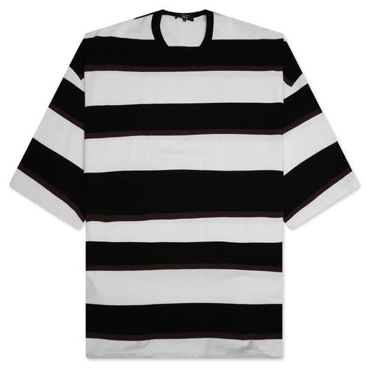 Cotton Jersey Multi Border T-Shirt - Black/Brown/White