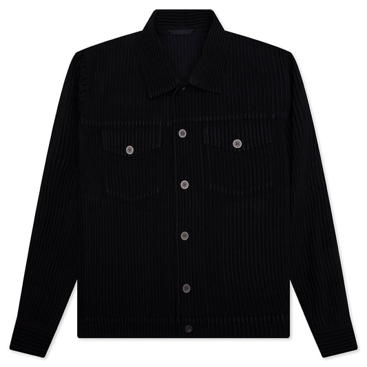 Wool Like Light Trucker Jacket - Black
