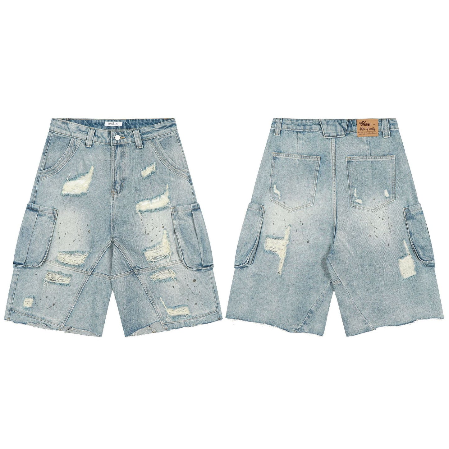 Vintage Ripped Jeans Womens Loose-fit Casual High-waisted Pants