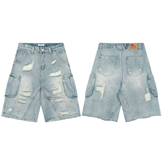 Vintage Ripped Jeans Womens Loose-fit Casual High-waisted Pants