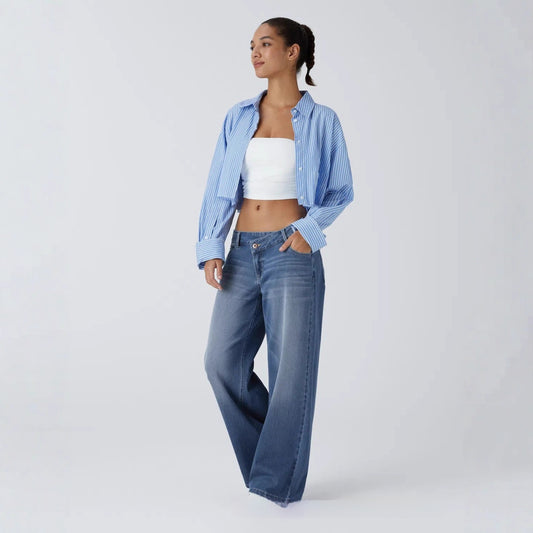 Women's Asymmetric Low-rise Loose-fit Denim Jeans